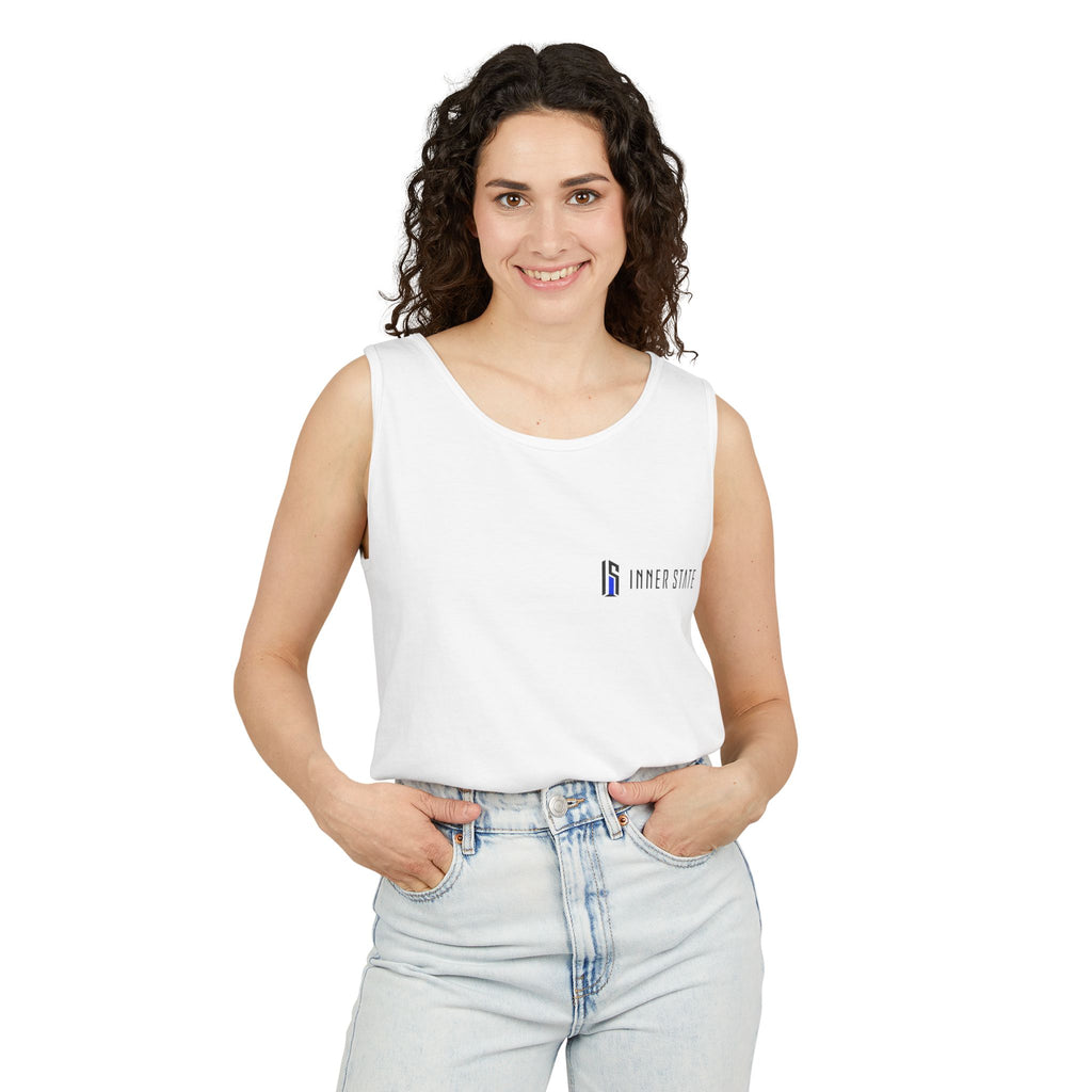 Inner State Graphic Tank Top — Artistic Microphone & Moon Design
