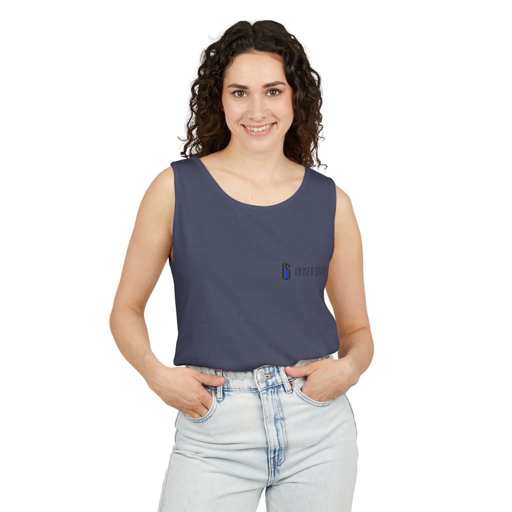 Inner State Graphic Tank Top — Artistic Microphone & Moon Design