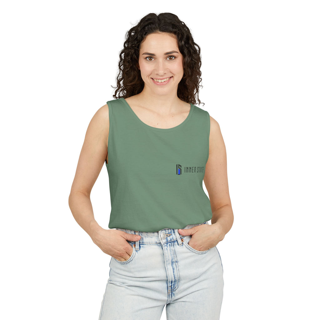 Inner State Graphic Tank Top — Artistic Microphone & Moon Design