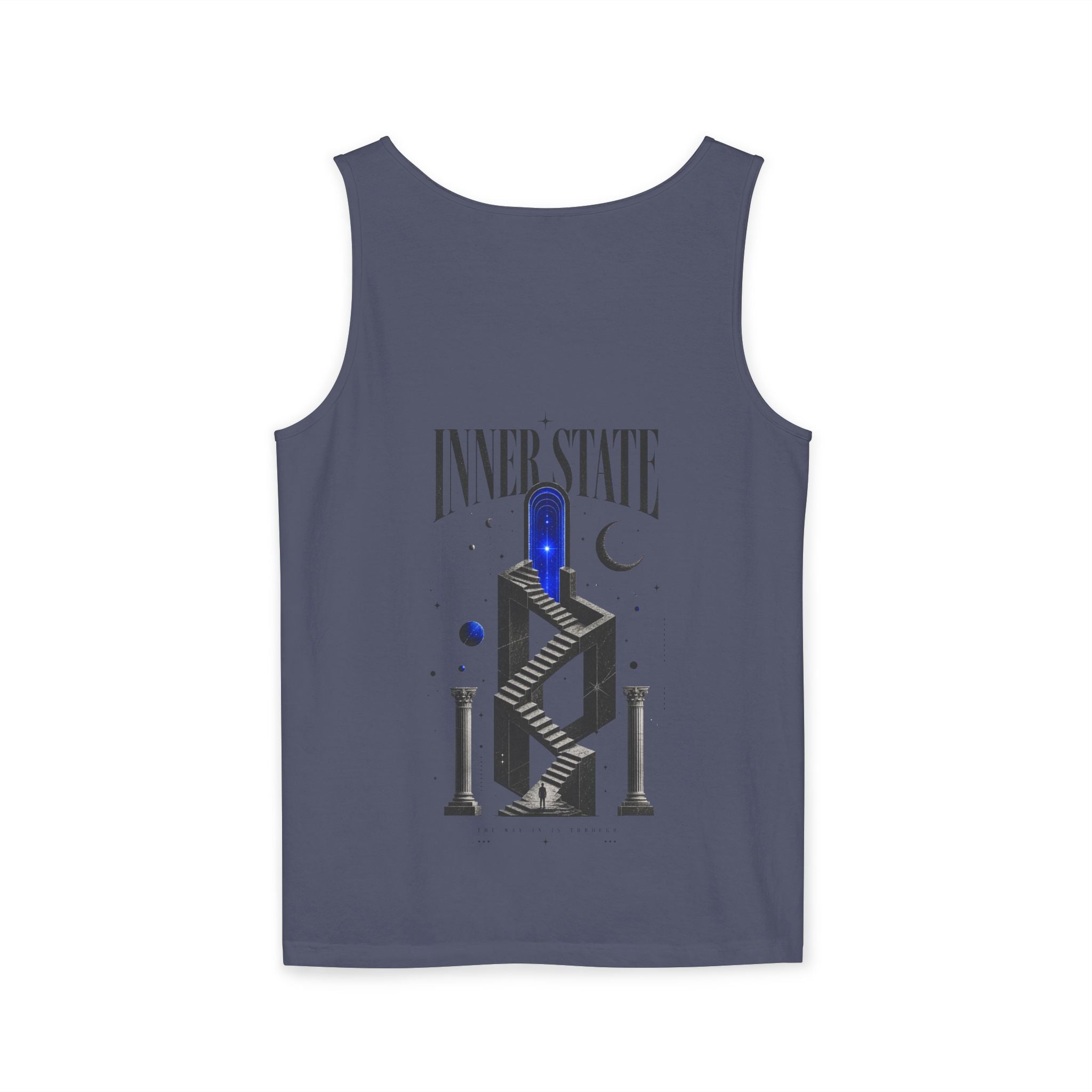 Inner State Graphic Tank Top — Artistic Microphone & Moon Design
