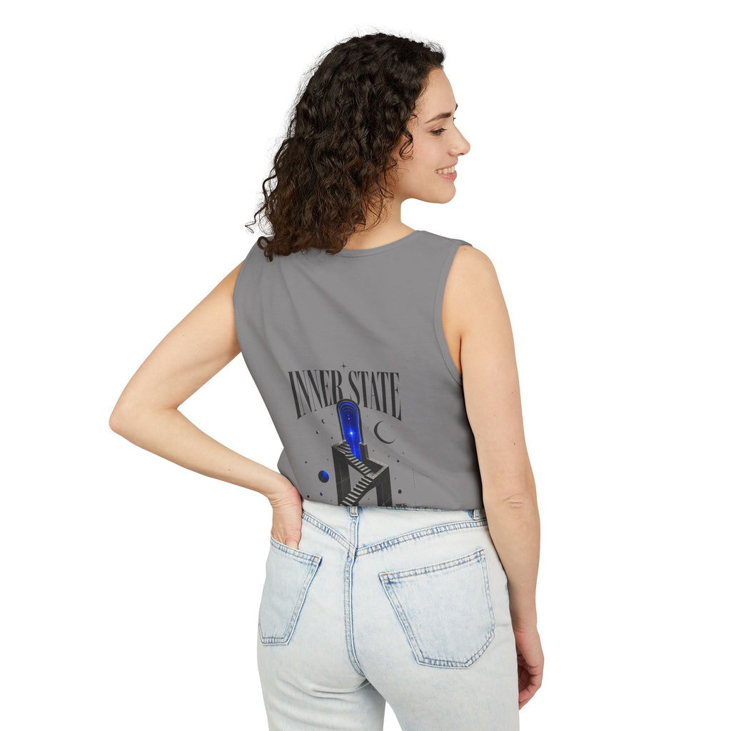 Inner State Graphic Tank Top — Artistic Microphone & Moon Design