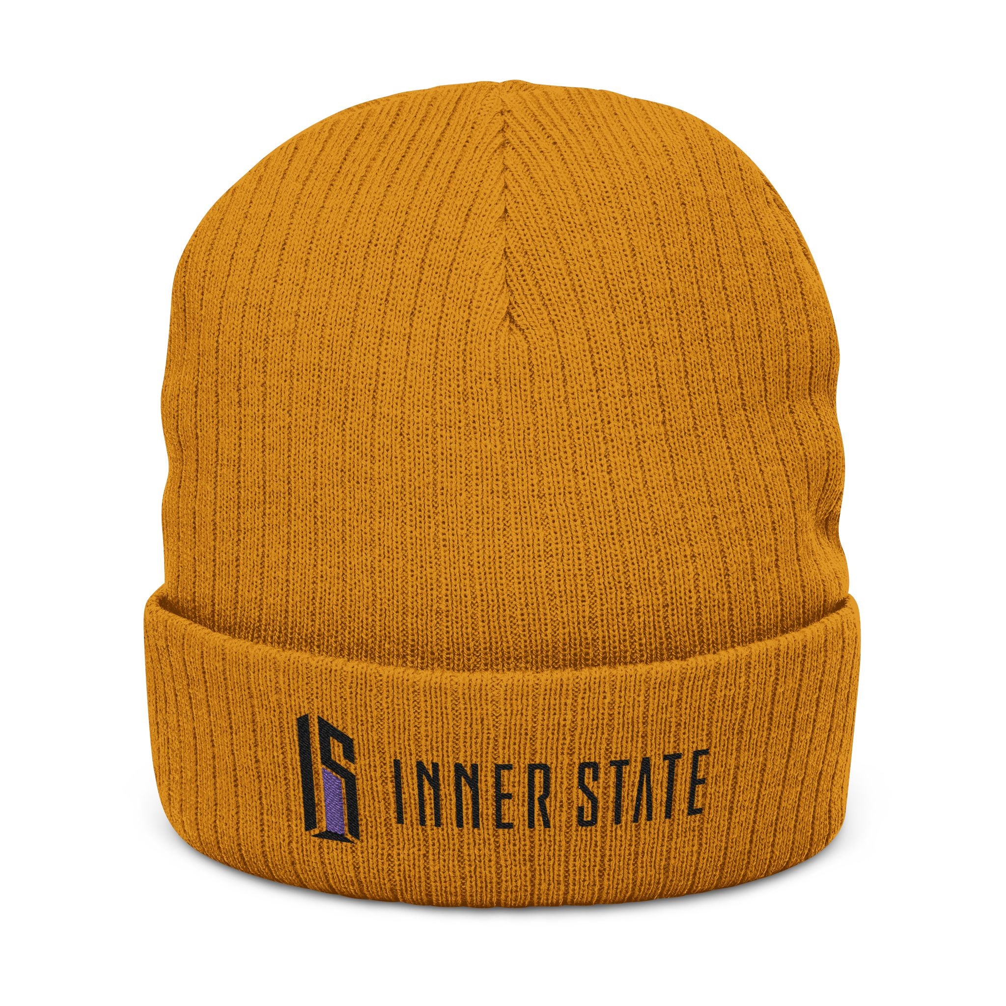 Embroidered Ribbed Beanie — Inner State Logo Knit Hat