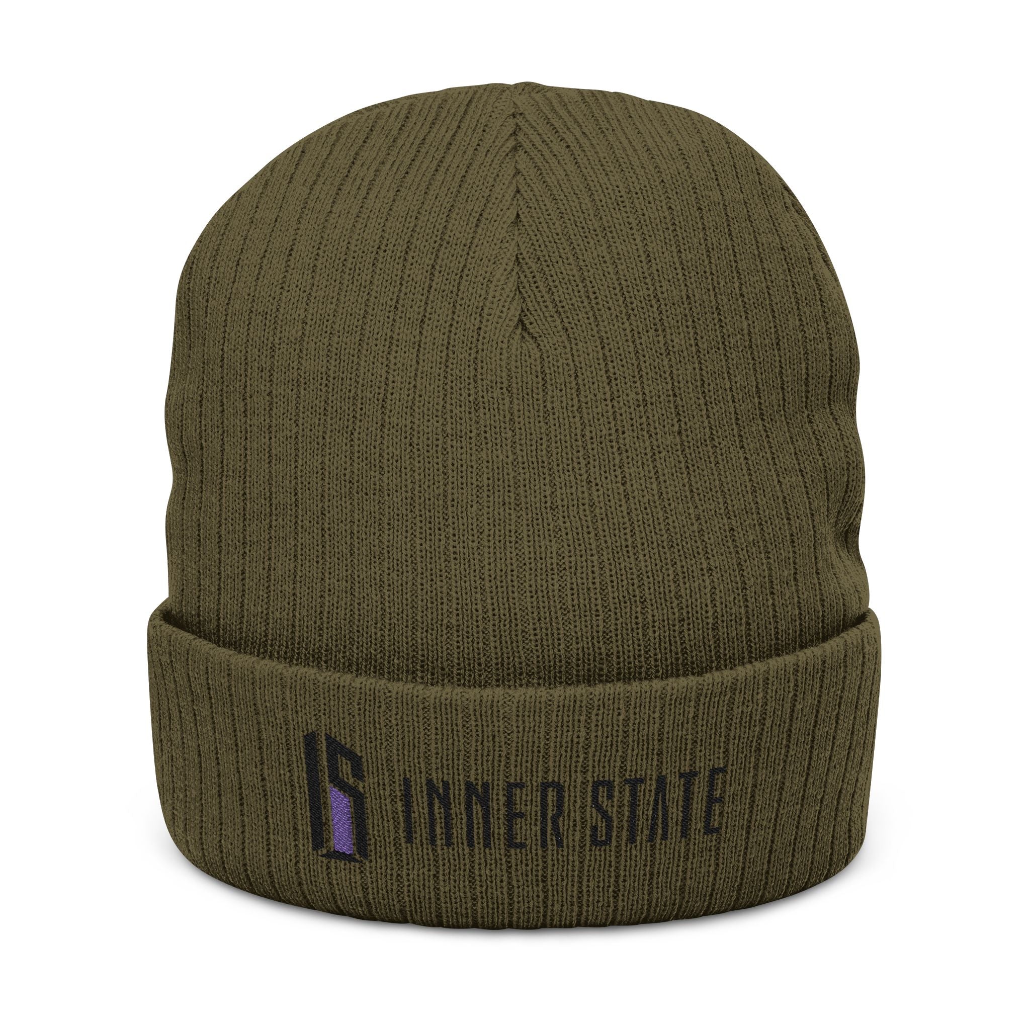 Embroidered Ribbed Beanie — Inner State Logo Knit Hat