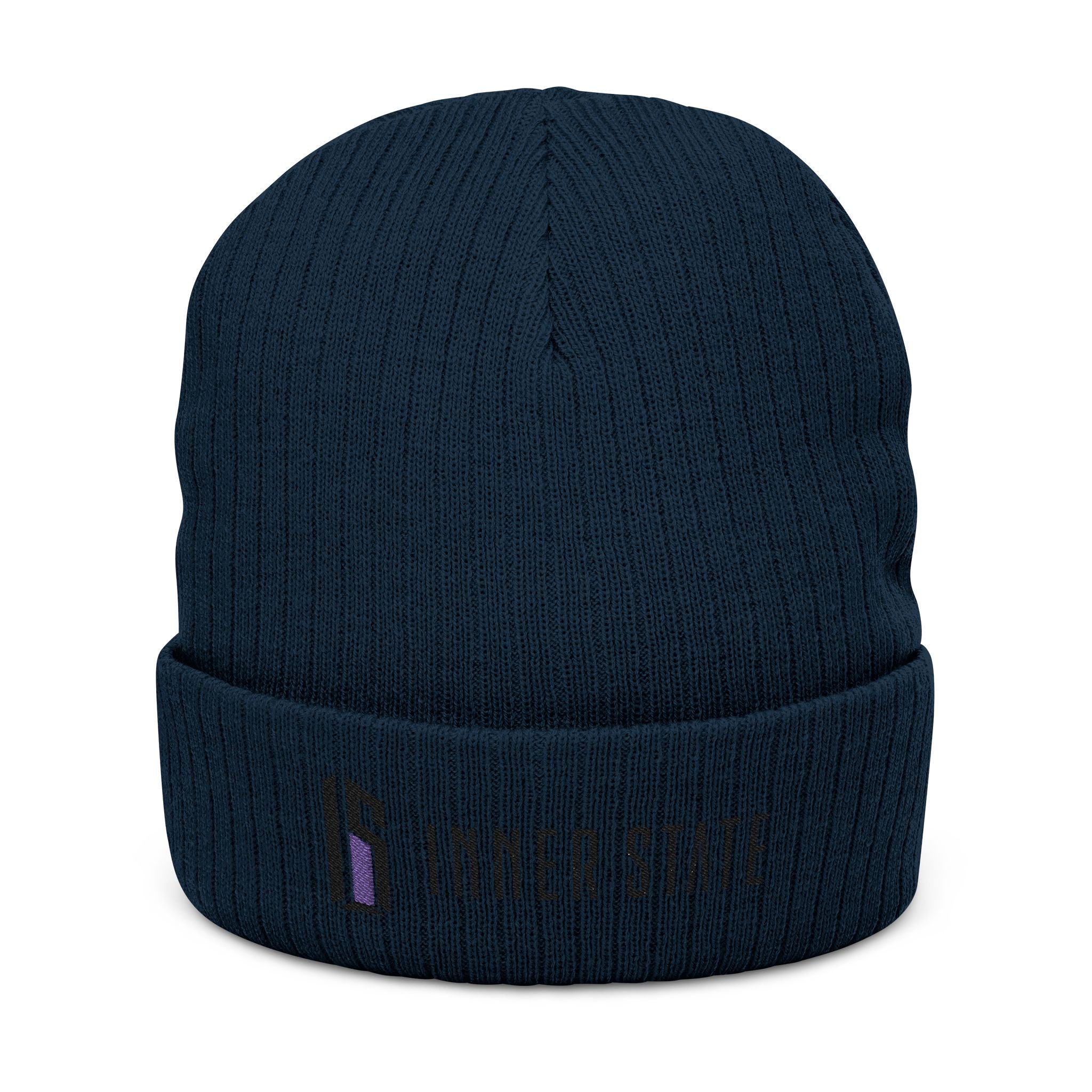 Embroidered Ribbed Beanie — Inner State Logo Knit Hat