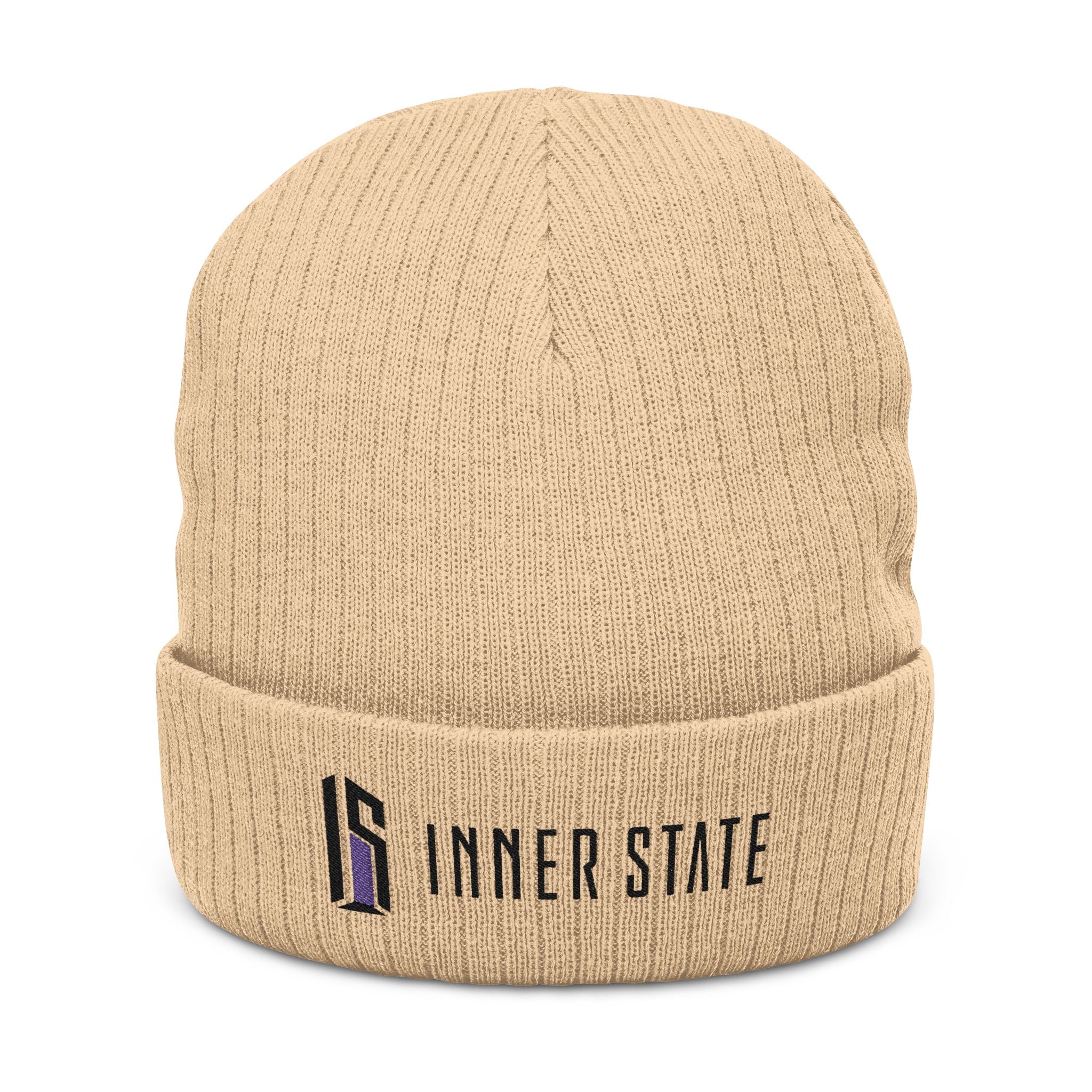 Embroidered Ribbed Beanie — Inner State Logo Knit Hat