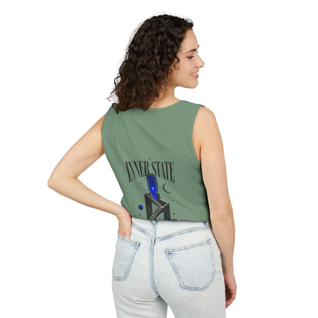 Inner State Graphic Tank Top — Artistic Microphone & Moon Design
