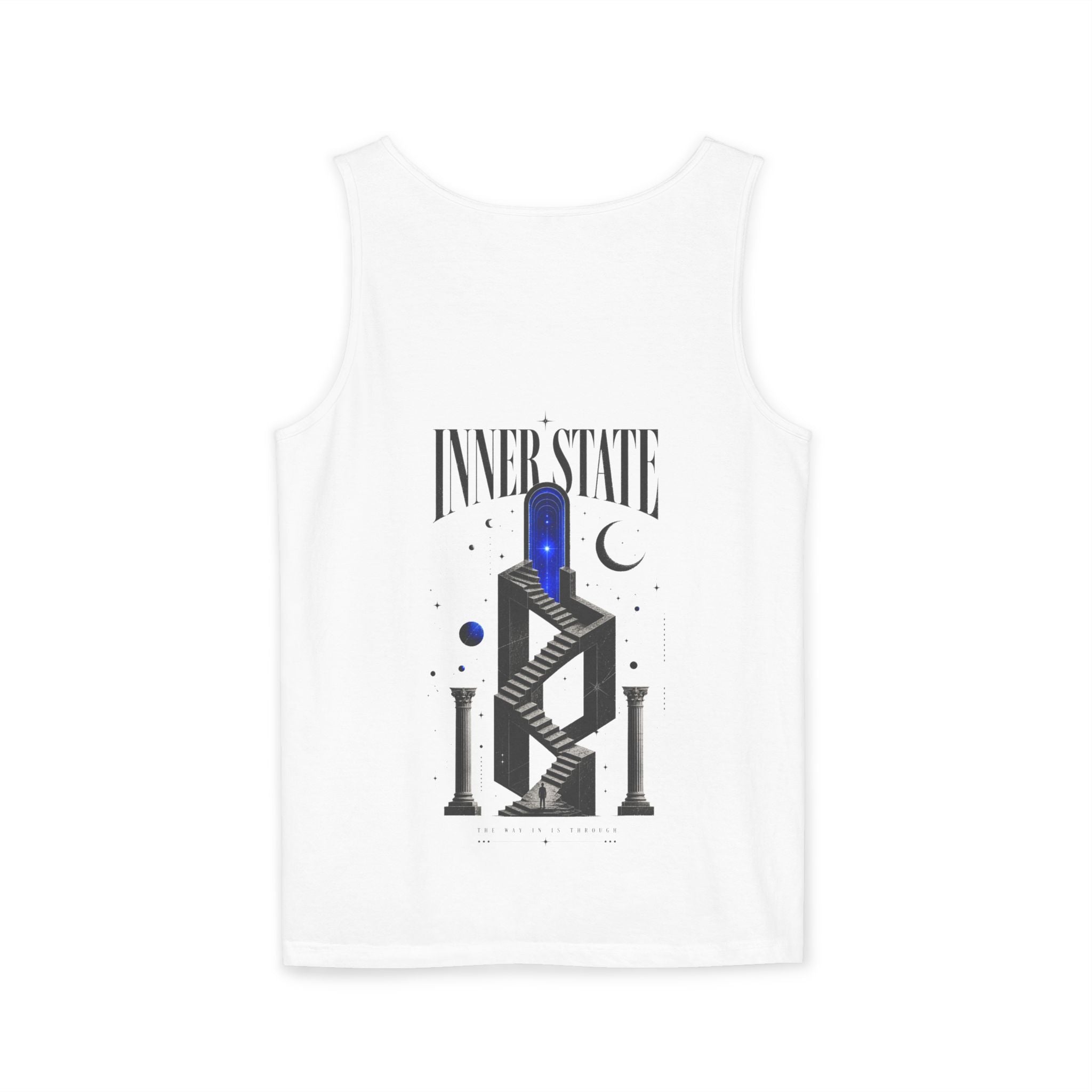 Inner State Graphic Tank Top — Artistic Microphone & Moon Design