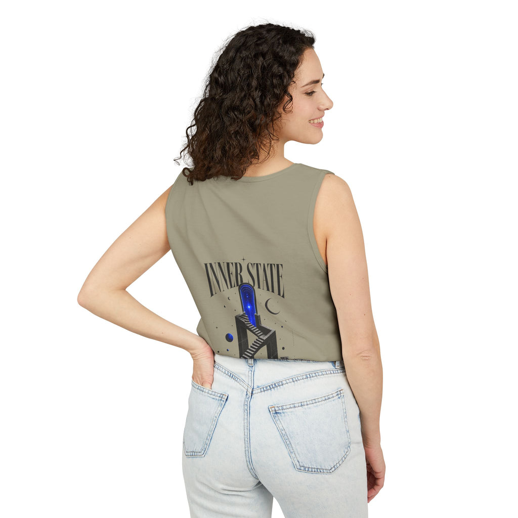 Inner State Graphic Tank Top — Artistic Microphone & Moon Design