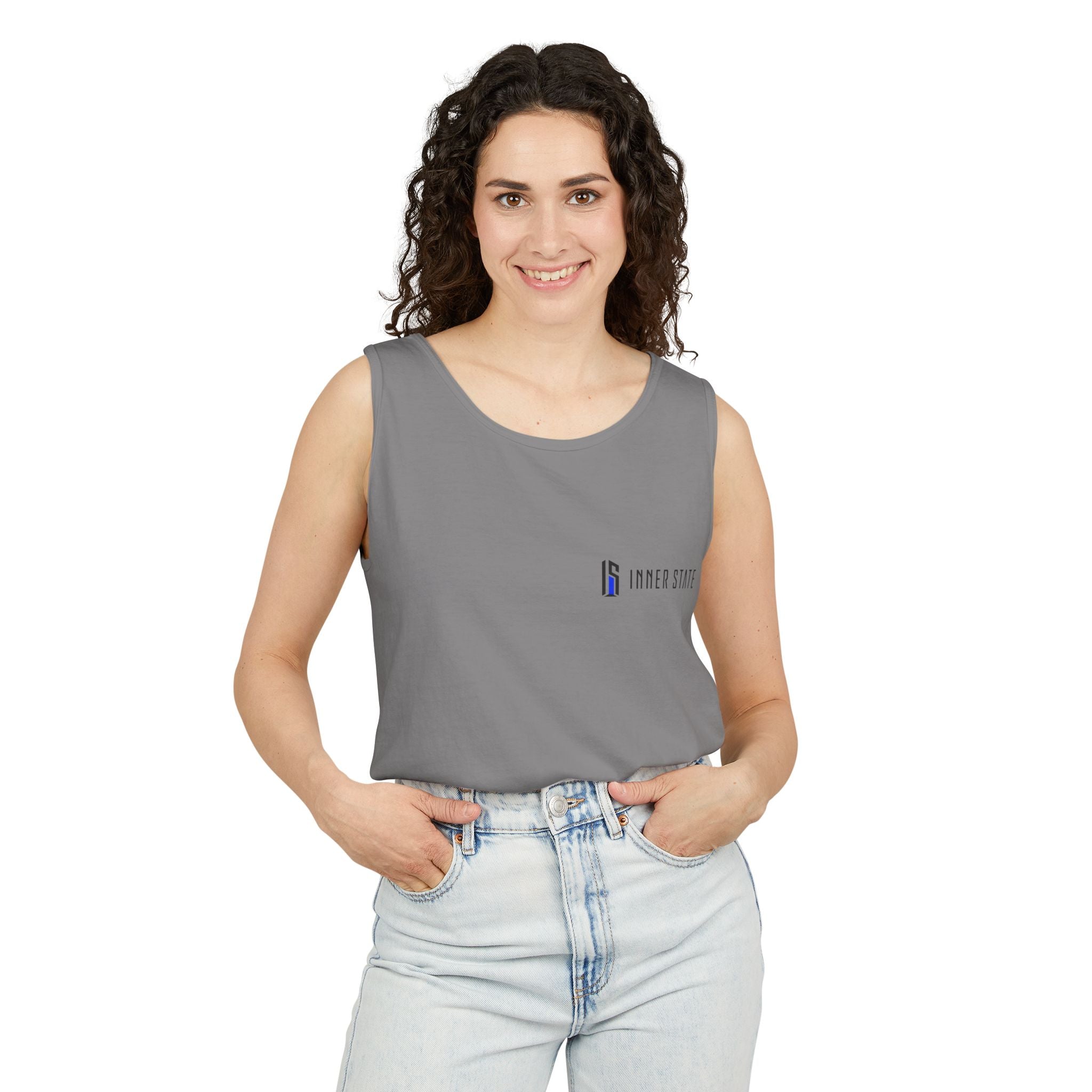 Inner State Graphic Tank Top — Artistic Microphone & Moon Design