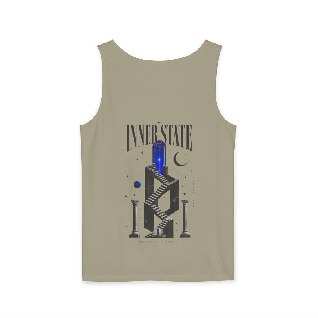 Inner State Graphic Tank Top — Artistic Microphone & Moon Design