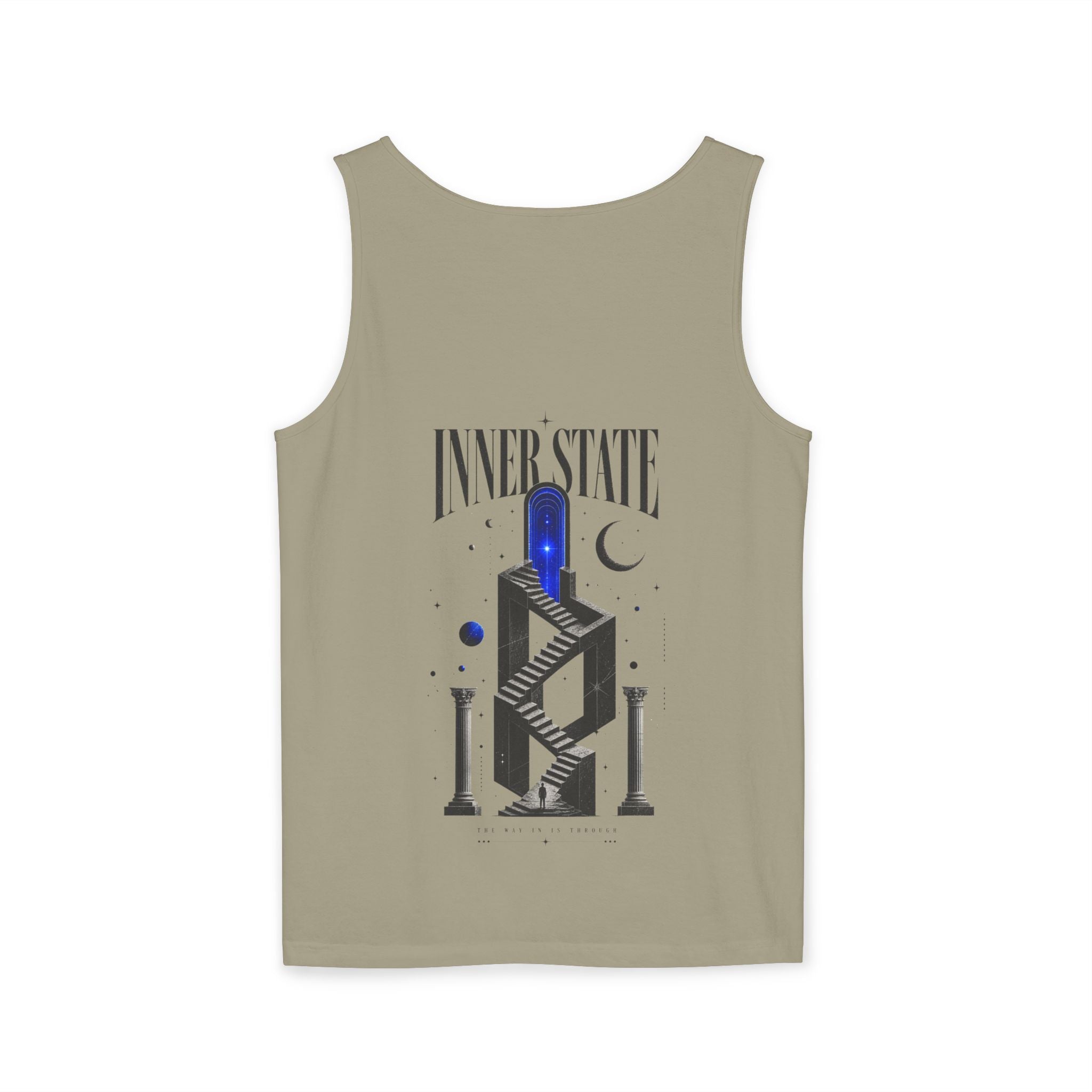 Inner State Graphic Tank Top — Artistic Microphone & Moon Design