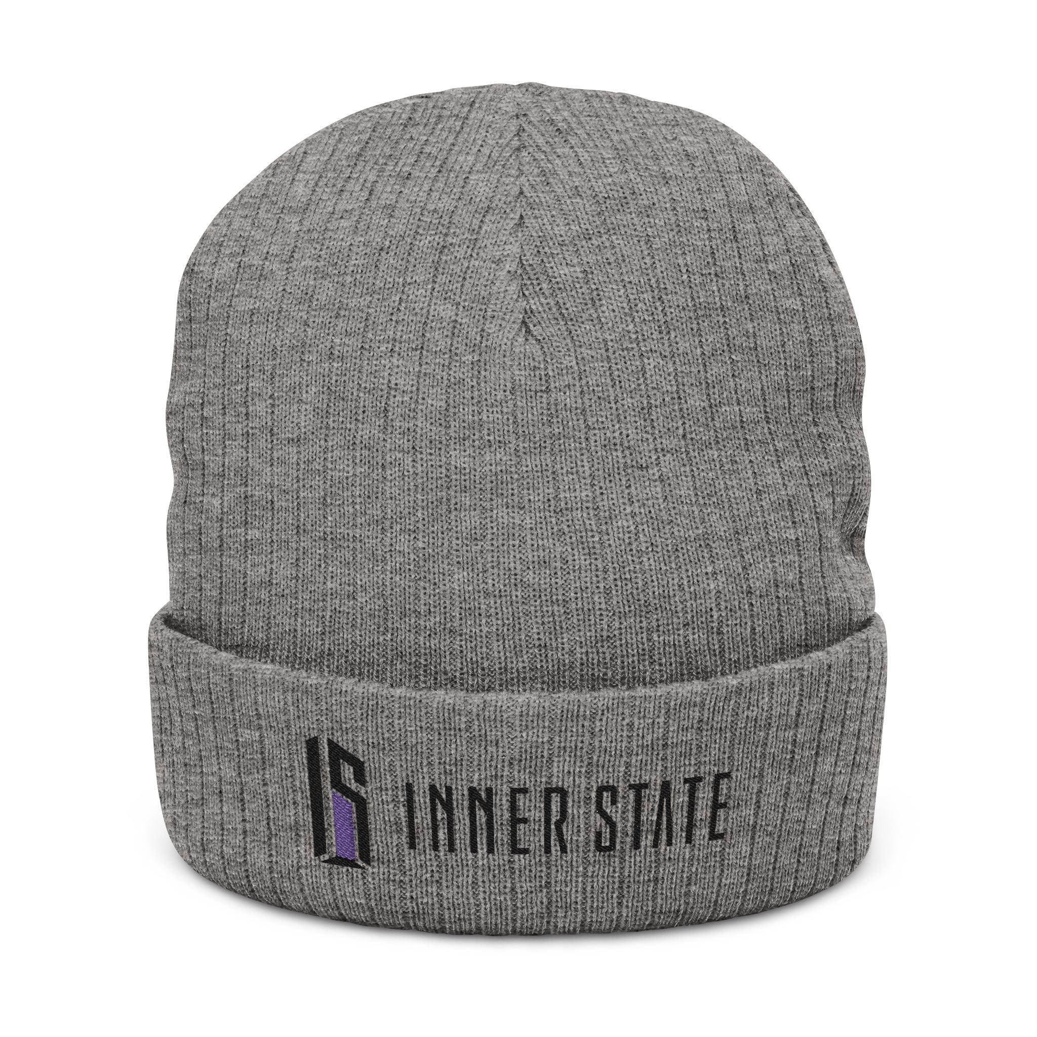 Embroidered Ribbed Beanie — Inner State Logo Knit Hat