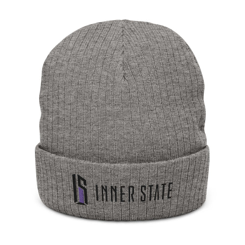 Embroidered Ribbed Beanie — Inner State Logo Knit Hat