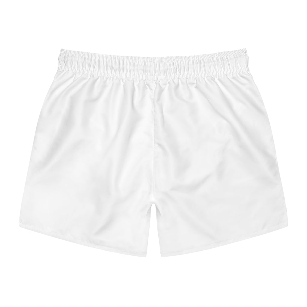 Inner State Logo Swim Trunks — Men’s White Beach Shorts