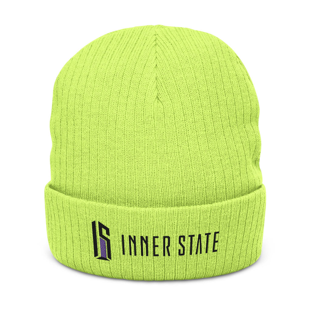 Embroidered Ribbed Beanie — Inner State Logo Knit Hat