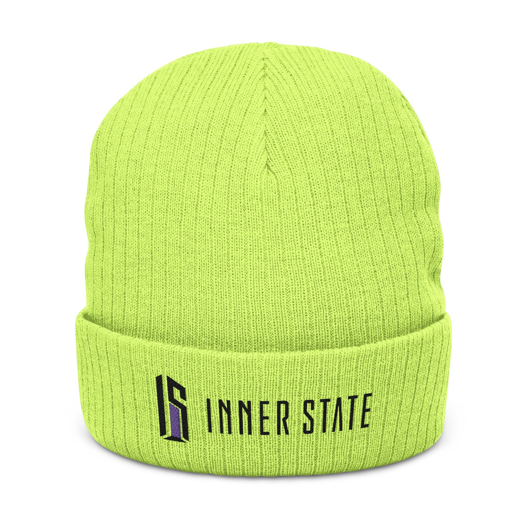 Embroidered Ribbed Beanie — Inner State Logo Knit Hat