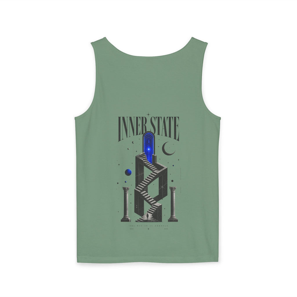 Inner State Graphic Tank Top — Artistic Microphone & Moon Design