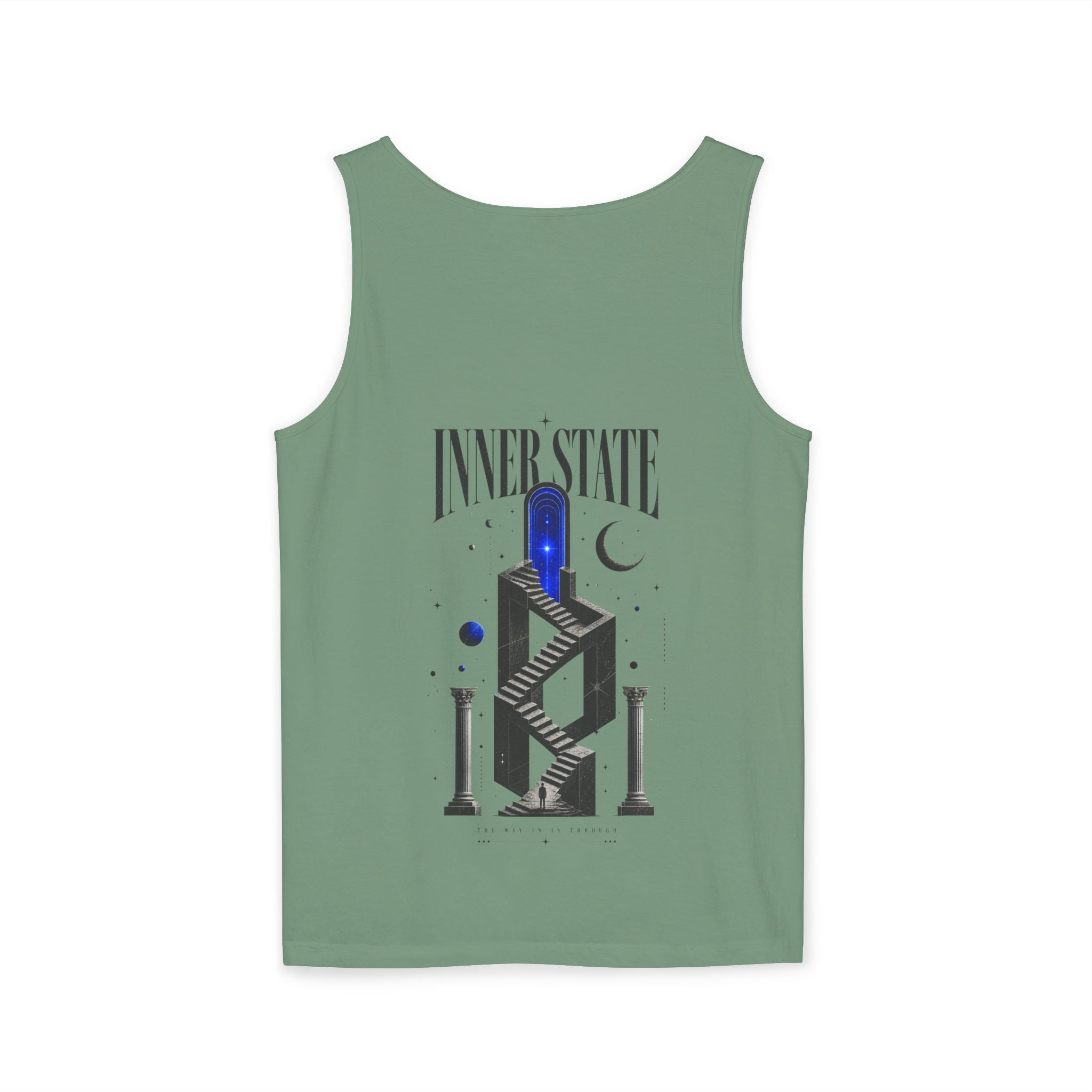 Inner State Graphic Tank Top — Artistic Microphone & Moon Design
