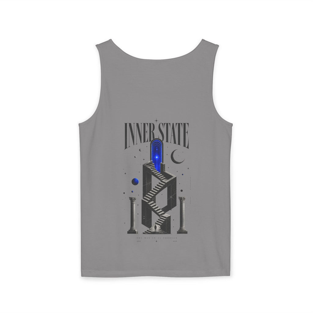 Inner State Graphic Tank Top — Artistic Microphone & Moon Design