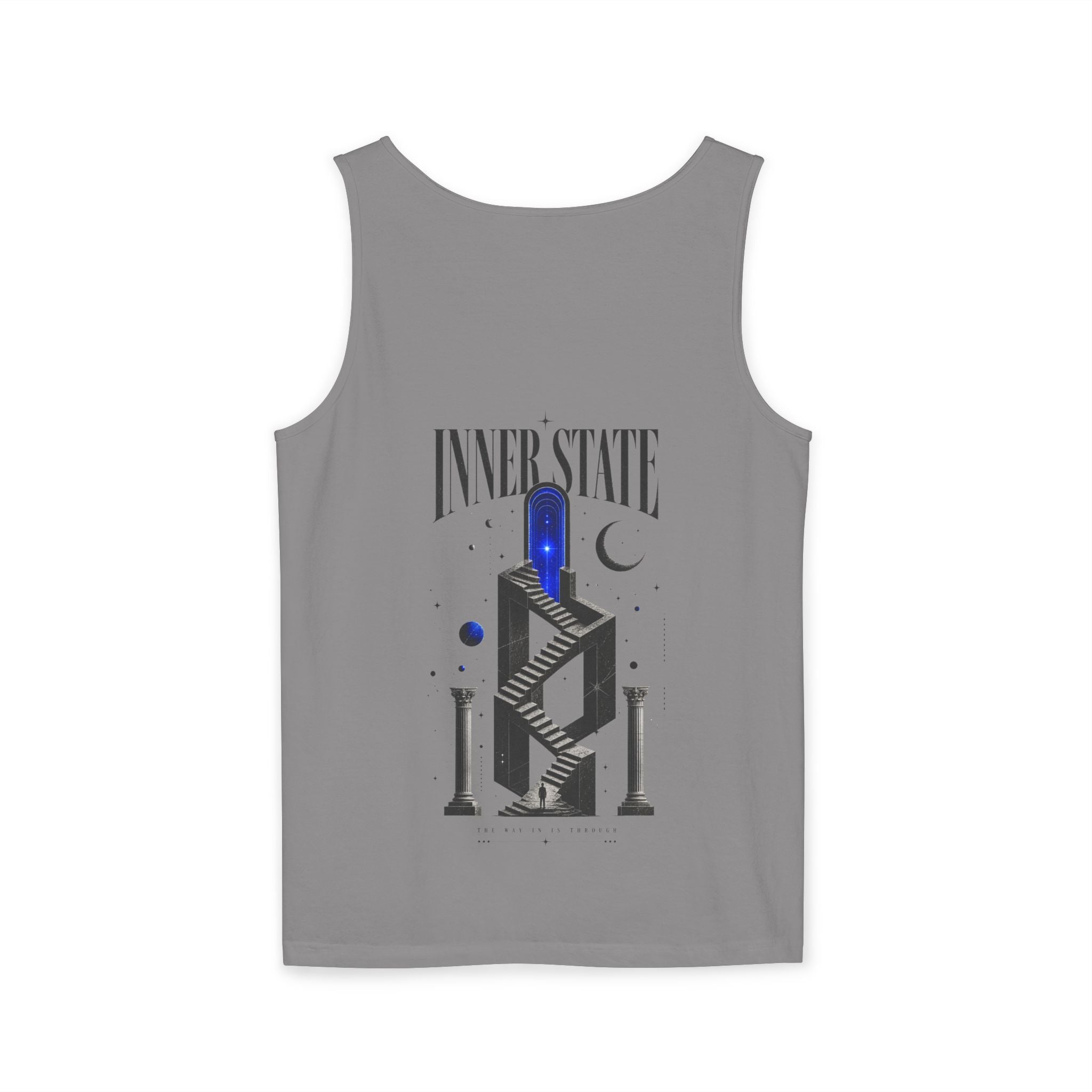 Inner State Graphic Tank Top — Artistic Microphone & Moon Design